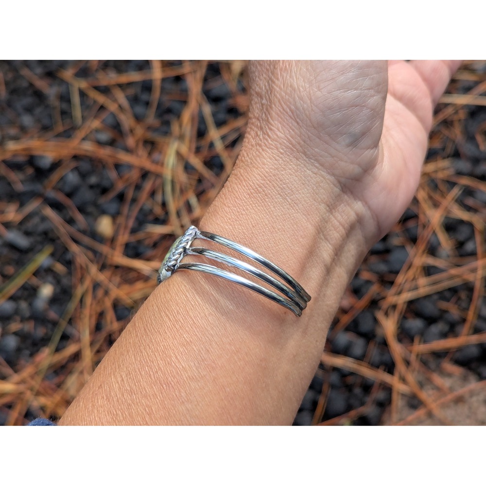 Navajo Bracelet Green Turquoise Native Am Sterling Jewelry  Sz 6.75in**‎ - Picture 6 of 9